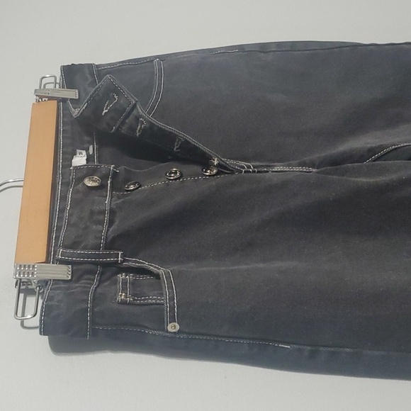 Adika jeans women's size medium black white trim button-fly raw-cut fray… - Picture 11 of 15